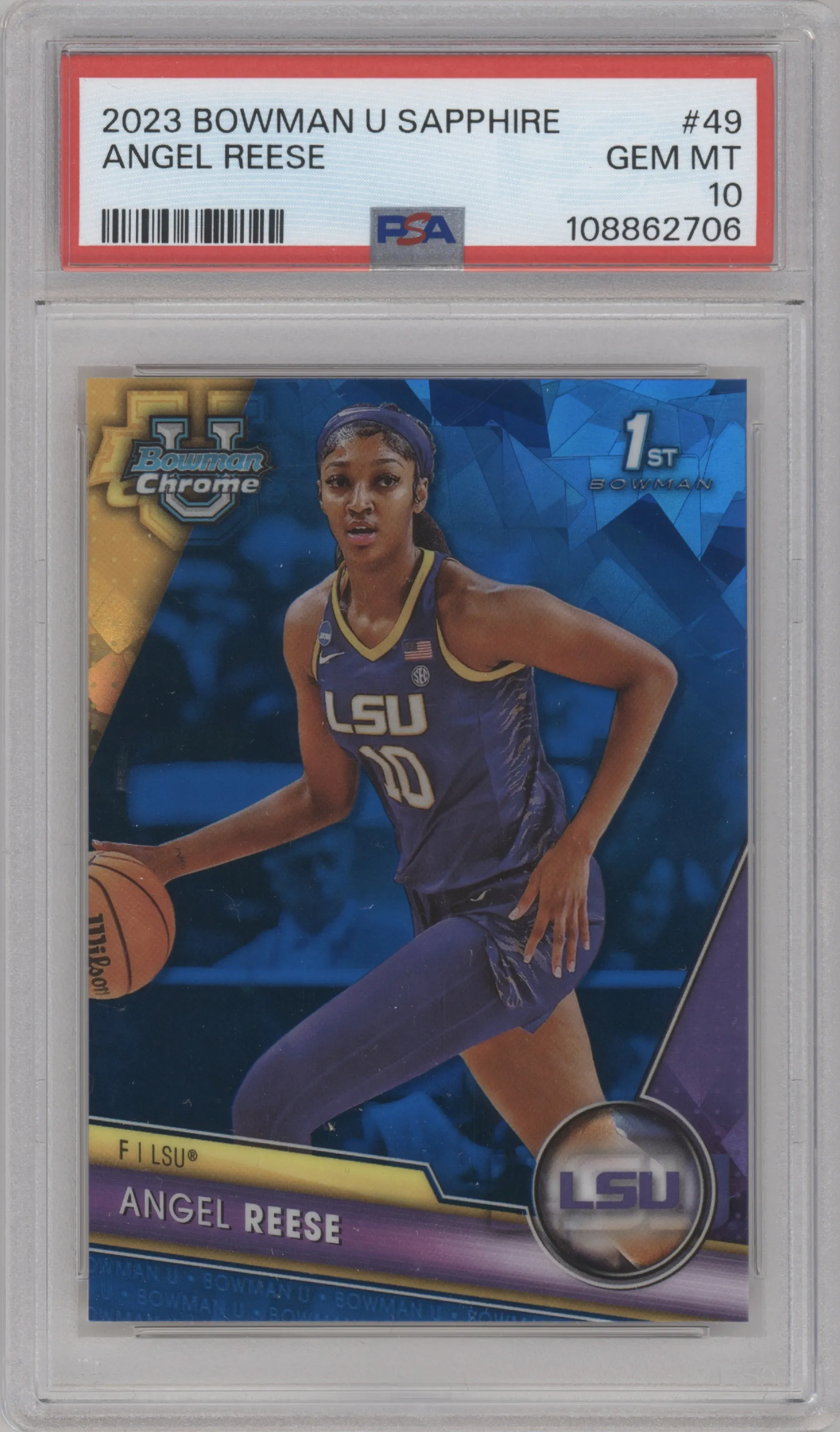 2023 Bowman U Chrome Sapphire Angel Reese #49 PSA 10