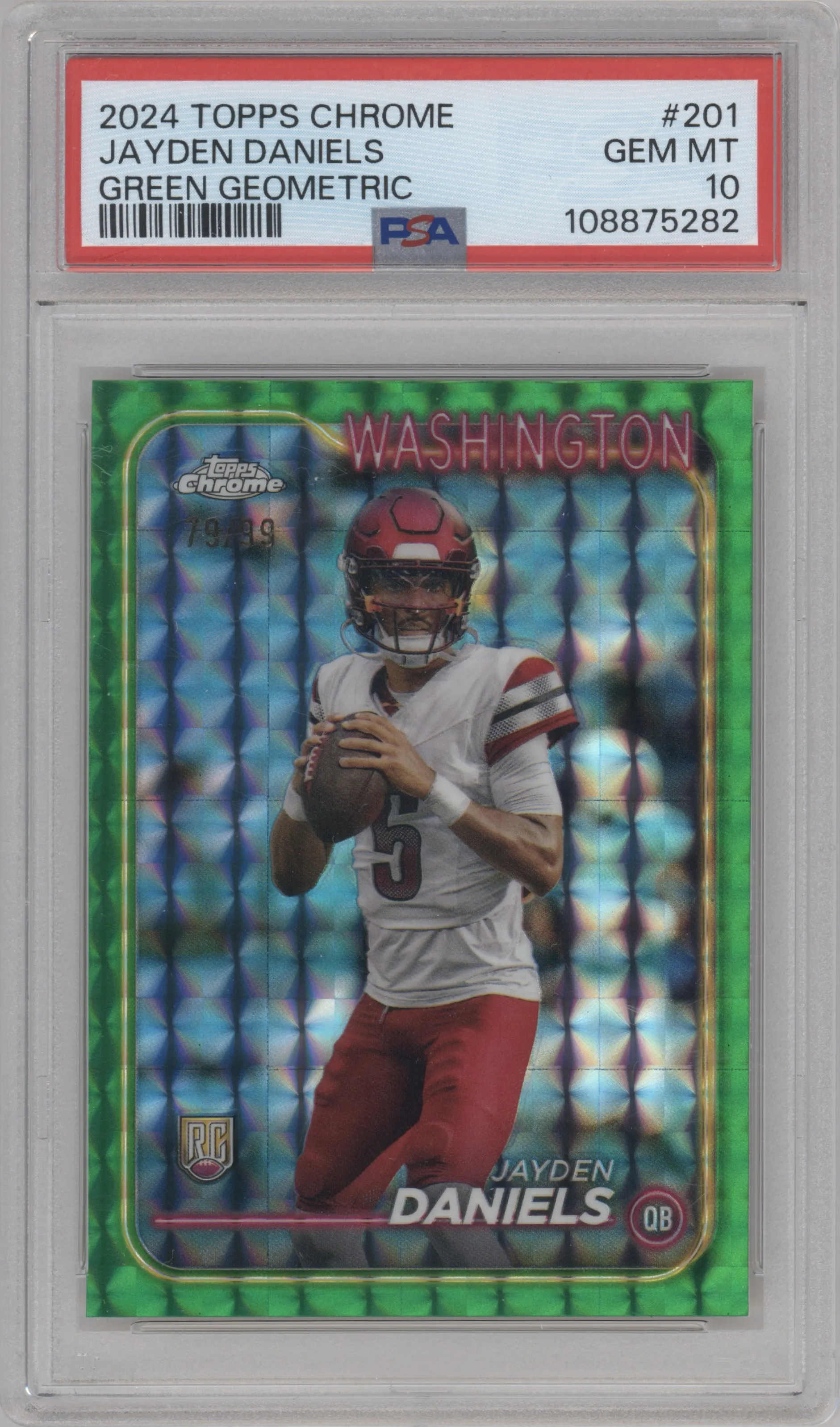 2024 Topps Chrome Jayden Daniels Green Geometric Refractor PSA 10