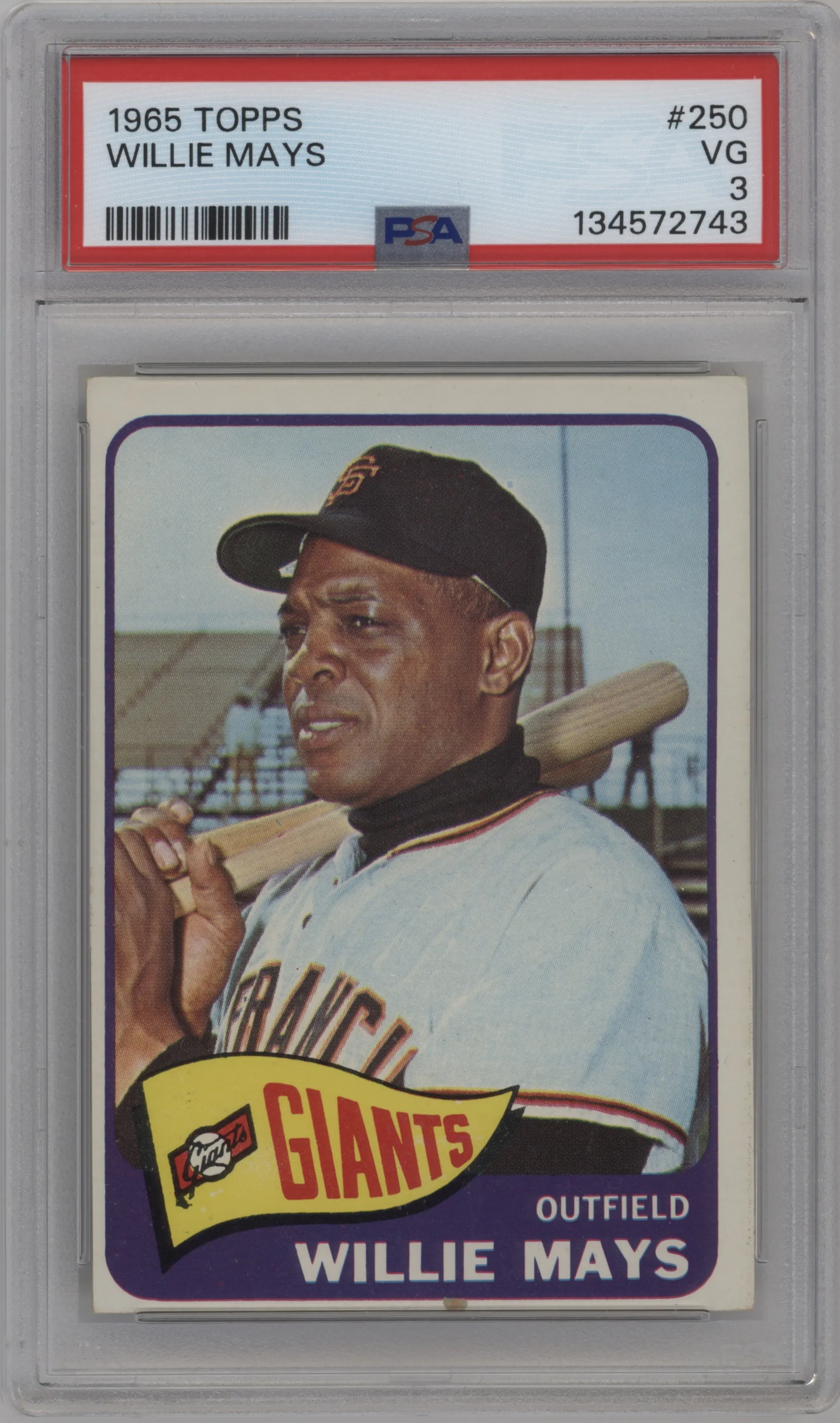1965 Topps Willie Mays PSA VERY GOOD 3 PSA 3