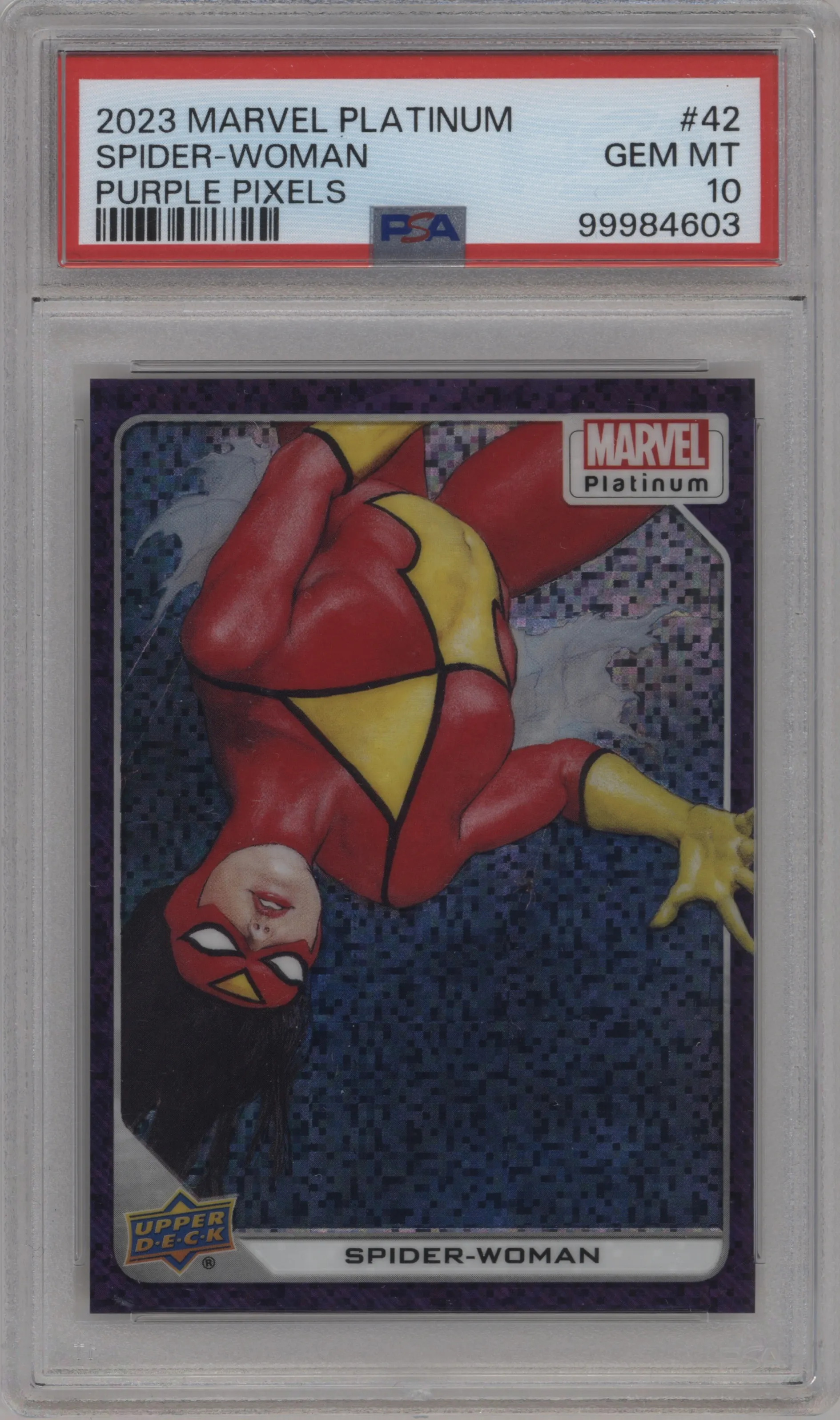 2023 Upper Deck Marvel Platinum Spider-Woman Purple Pixels #42 PSA 10
