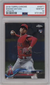 Shohei Ohtani from the 2018 Topps Chrome Update set graded by PSA and given an overall grade of 10.