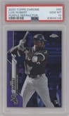Luis Robert from the 2020 Topps Chrome set featuring a Purple Refractor parallel graded by PSA and given an overall grade of 10.