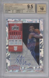 Shai Gilgeous-Alexander from the 2018-19 Panini Contenders set featuring a Ticket Cracked Ice parallel graded by Beckett and given an overall grade of 9.5.