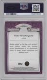 Victor Wembanyama from the 2023-24 Topps Chrome set featuring a Pink Refractor parallel graded by PSA and given an overall grade of 9.