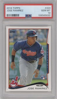 Jose Ramirez from the 2014 Topps Series 2 set graded by PSA and given an overall grade of 10.