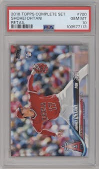 Shohei Ohtani from the 2018 Topps Complete Set set graded by PSA and given an overall grade of 10.