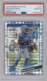 Brian Branch from the 2023 Donruss Optic set featuring a Shield parallel graded by PSA and given an overall grade of 10.