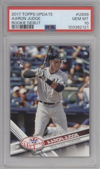 Aaron Judge from the 2017 Topps Update set graded by PSA and given an overall grade of 10.
