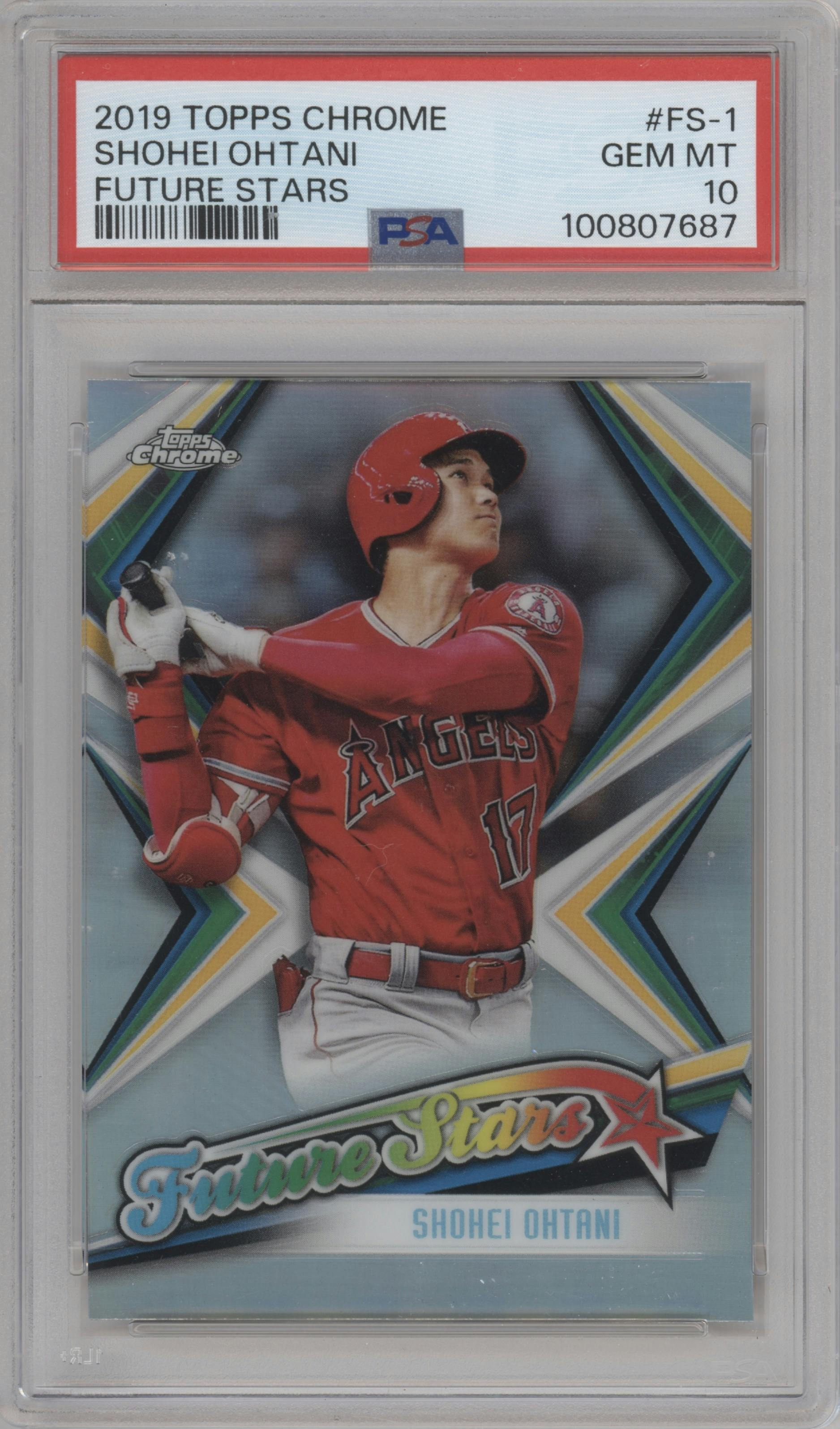Shohei Ohtani from the 2019 Topps Chrome set graded by PSA and given an overall grade of 10.
