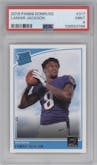 Lamar Jackson from the 2018 Panini Donruss set graded by PSA and given an overall grade of 9.