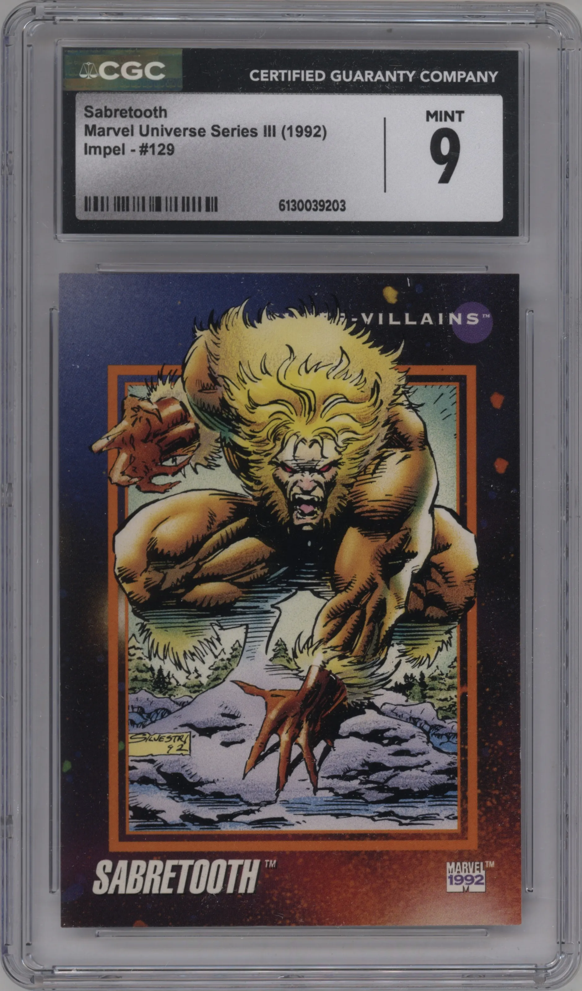 1992 Impel Marvel Universe Series 3 Sabretooth #129 CGC 9