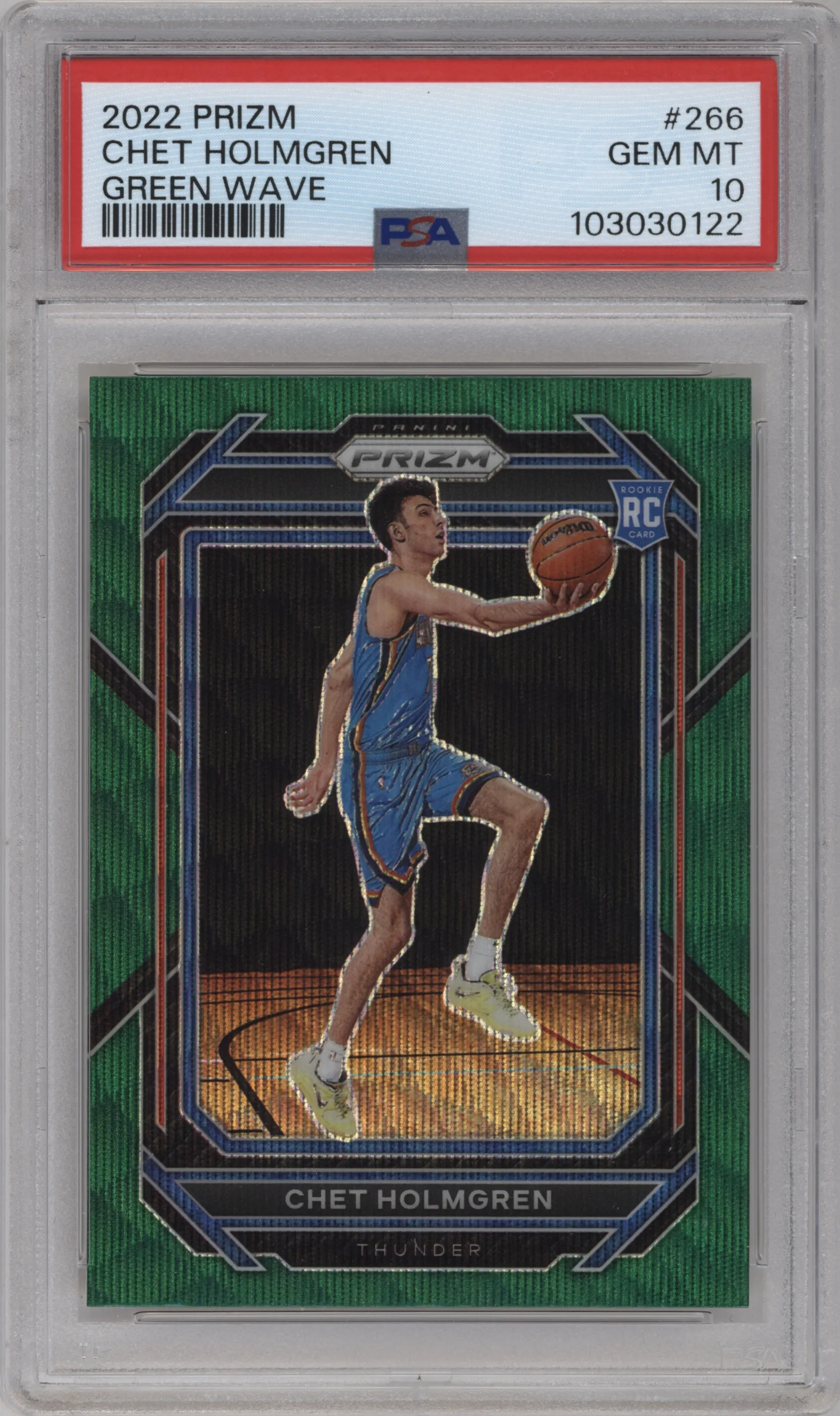 2022 Panini Prizm Chet Holmgren Green Wave #266 PSA 10