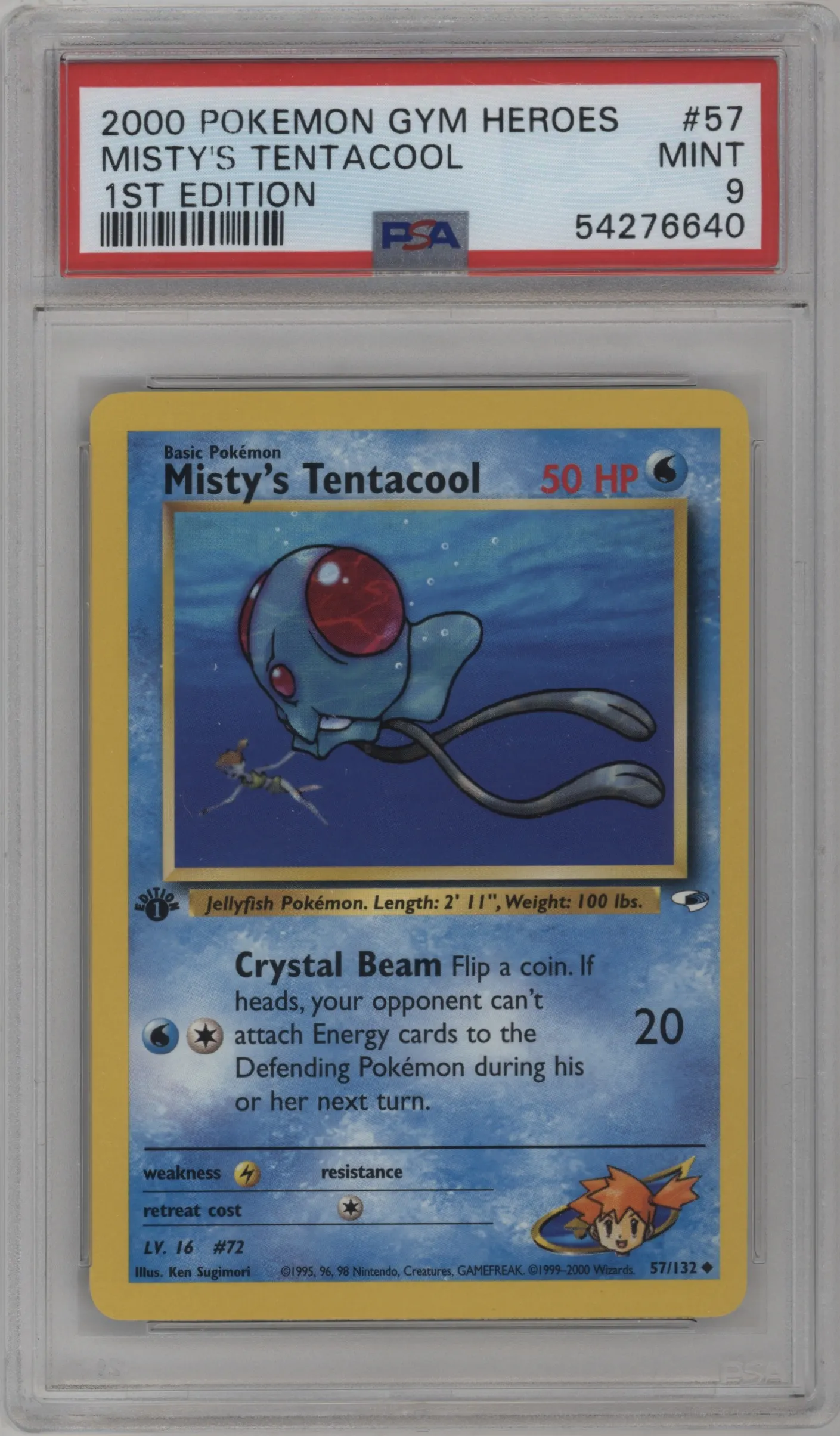 2000 Pokemon GH Gym Heroes Misty's Tentacool PSA 9