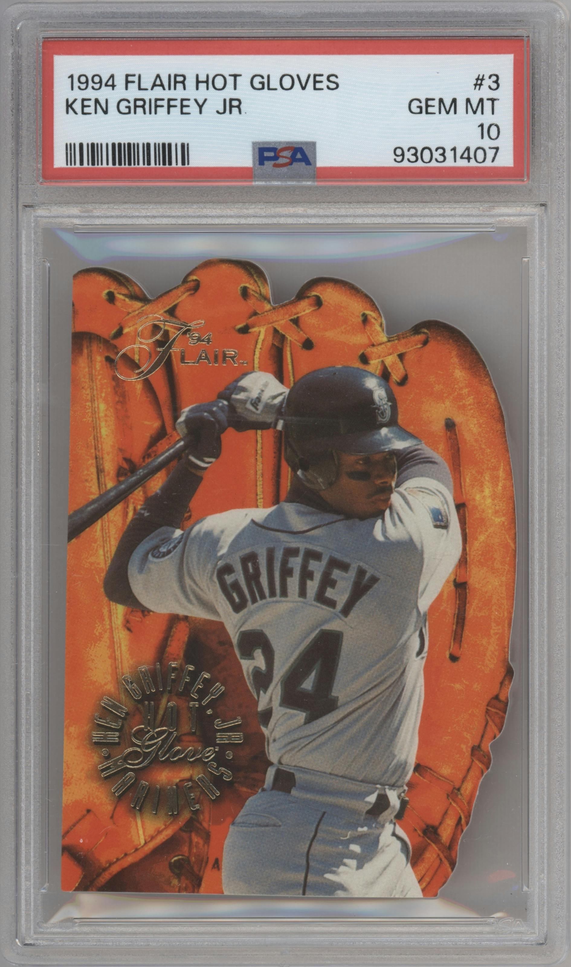 Ken Griffey Jr. from the 1994 Flair set graded by PSA and given an overall grade of 10.
