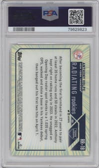 Anthony Volpe from the 2023 Topps Chrome set graded by PSA and given an overall grade of 10.