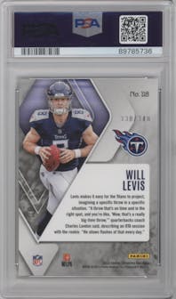 Will Levis from the 2023 Panini Phoenix set featuring a Fire Burst parallel graded by PSA and given an overall grade of 10.