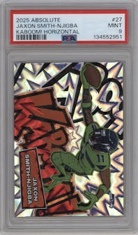 Jaxon Smith-Njigba from the 2025 Panini Absolute set graded by PSA and given an overall grade of 9.
