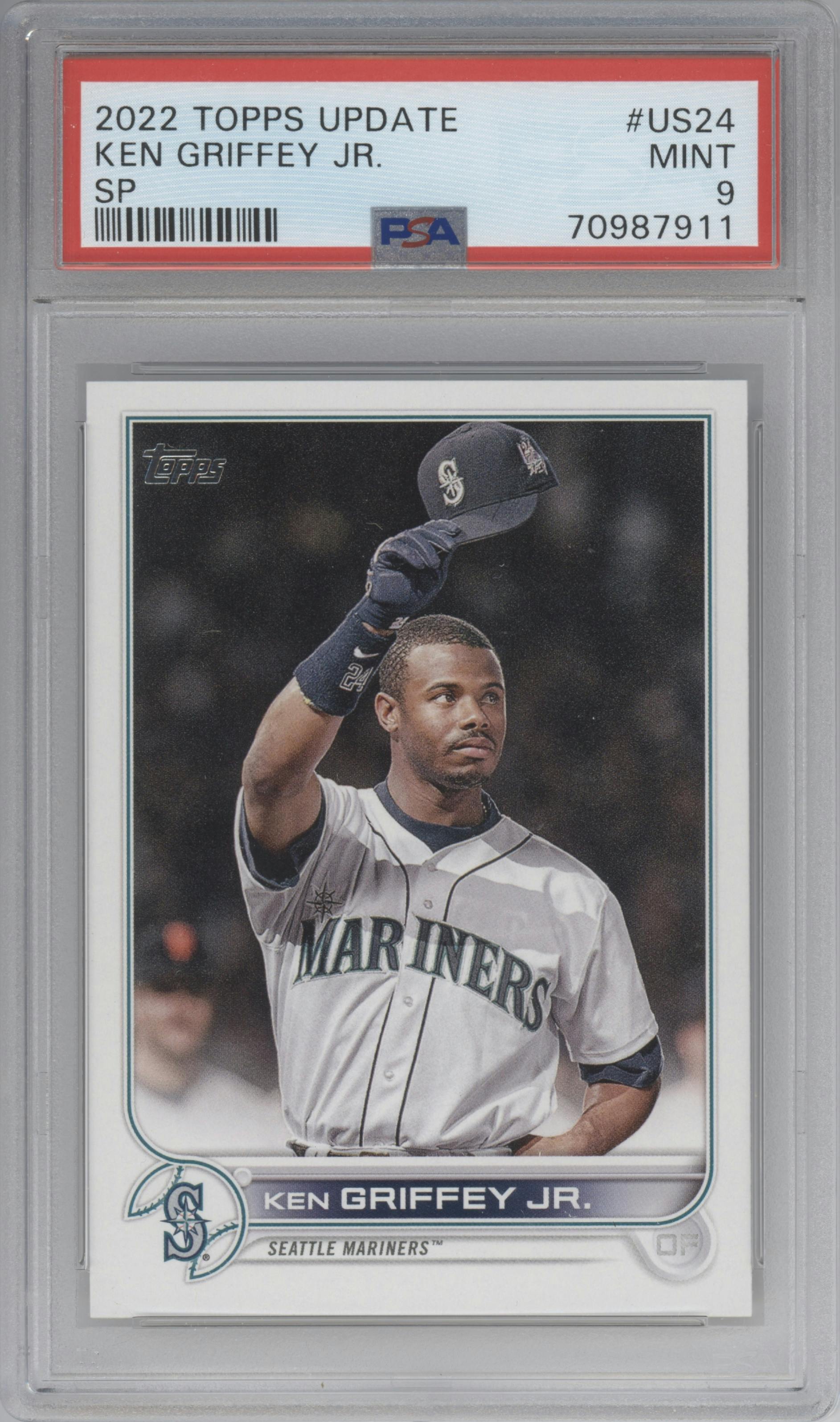 Ken Griffey Jr. from the 2022 Topps Update  set graded by PSA and given an overall grade of 9.