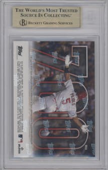 Albert Pujols  from the 2022 Topps Now set graded by Beckett and given an overall grade of 9.5.