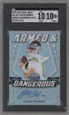 Justin Herbert from the 2020 Leaf Metal Draft set featuring a Rainbow Silver parallel graded by SGC and given an overall grade of 10.