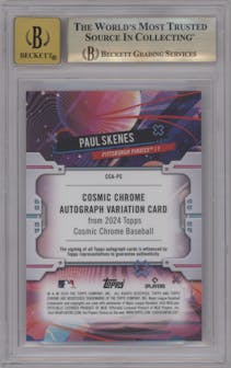 Paul Skenes from the 2024 Topps Cosmic Chrome set graded by Beckett and given an overall grade of 9.5.