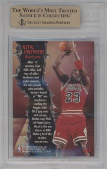 Michael Jordan from the 1996-97 Fleer Metal  set graded by Beckett and given an overall grade of 9.5.