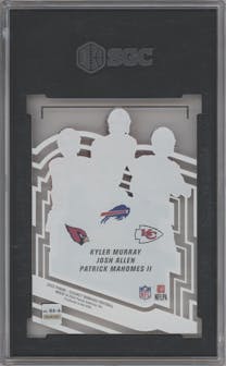 Kyler Murray/Josh Allen/Patrick Mahomes II from the 2022 Clearly Donruss set graded by SGC and given an overall grade of 10.