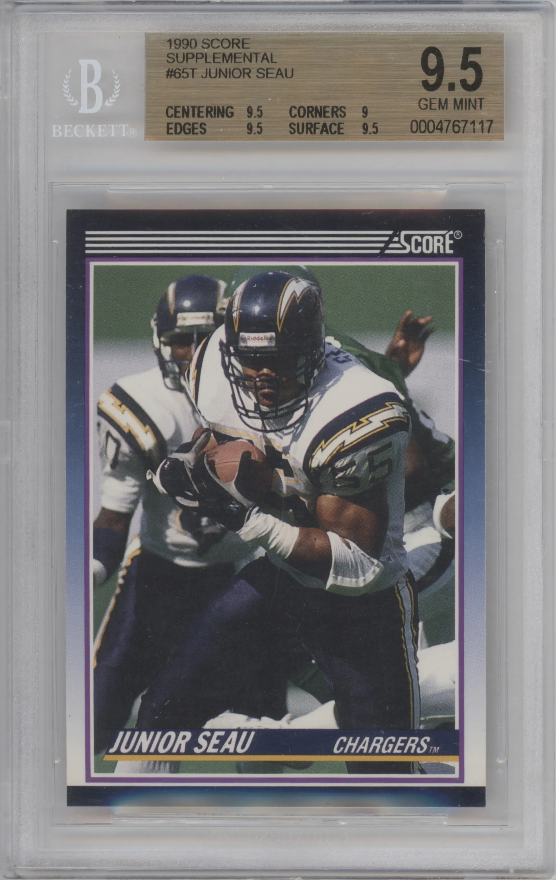1990 Score Supplemental Junior Seau BGS 9.5