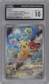 Pikachu from the 2022 Pokemon SV CHI set featuring a Nintendo Switch Scarlet & Violet Pre-Order parallel graded by CSG and given an overall grade of 10.