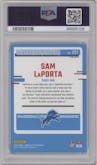 Sam LaPorta from the 2023 Donruss Optic set featuring a Red Mojo  parallel graded by PSA and given an overall grade of 10.