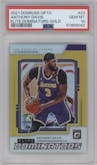 Anthony Davis from the 2021-22 Panini Donruss Optic set featuring a Gold parallel graded by PSA and given an overall grade of 10.