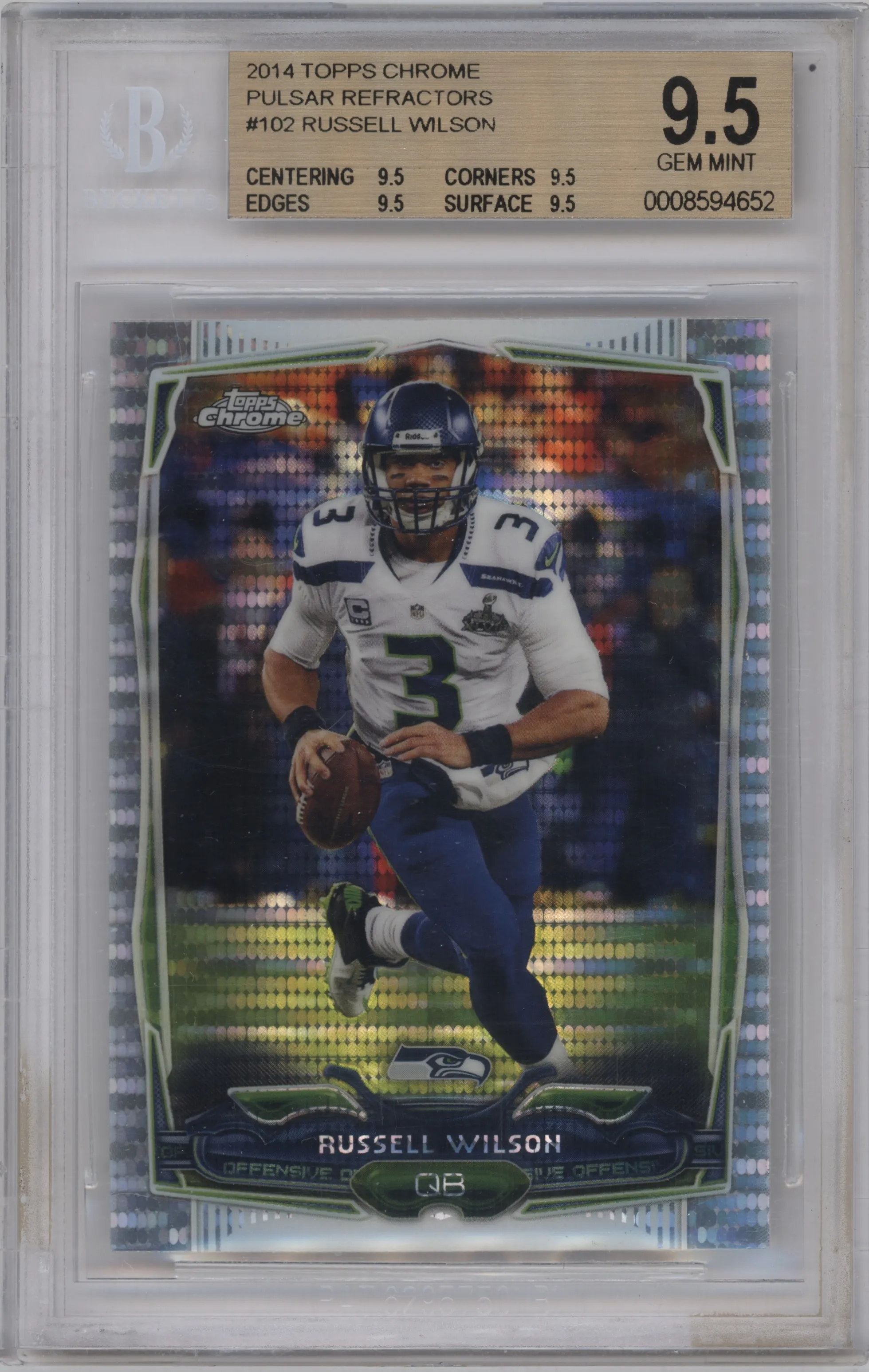 2014 Topps Chrome Russell Wilson Pulsar Refractor #102 BGS 9.5