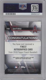Shohei Ohtani from the 2018 Topps Finest set graded by PSA and given an overall grade of 10.