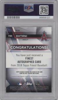 Shohei Ohtani from the 2018 Topps Finest set graded by PSA and given an overall grade of 10.