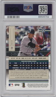Ichiro Suzuki from the 2004 Playoff Absolute Memorabilia set featuring a Spectrum Silver parallel graded by PSA and given an overall grade of 10.