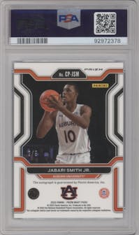 Jabari Smith Jr. from the 2022-23 Panini Prizm Draft Picks set featuring a Prizms Nebula Circles parallel graded by PSA and given an overall grade of 9.