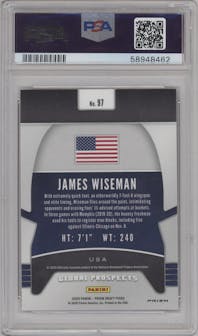 James Wiseman from the 2020-21 Panini Prizm Draft Picks set featuring a Red Ice parallel graded by PSA and given an overall grade of 10.