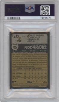 Julio Rodriguez from the 2022 Topps Heritage High Number set graded by PSA and given an overall grade of 9.