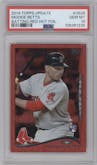 Mookie Betts from the 2014 Topps Update set featuring a Red Hot Foil parallel graded by PSA and given an overall grade of 10.