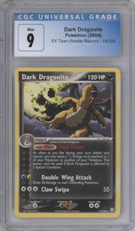 Dark Dragonite from the 2004 Pokemon EX set graded by CSG and given an overall grade of 9.