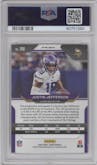 Justin Jefferson from the 2020 Panini Prizm set featuring a Lazer parallel graded by PSA and given an overall grade of 9.
