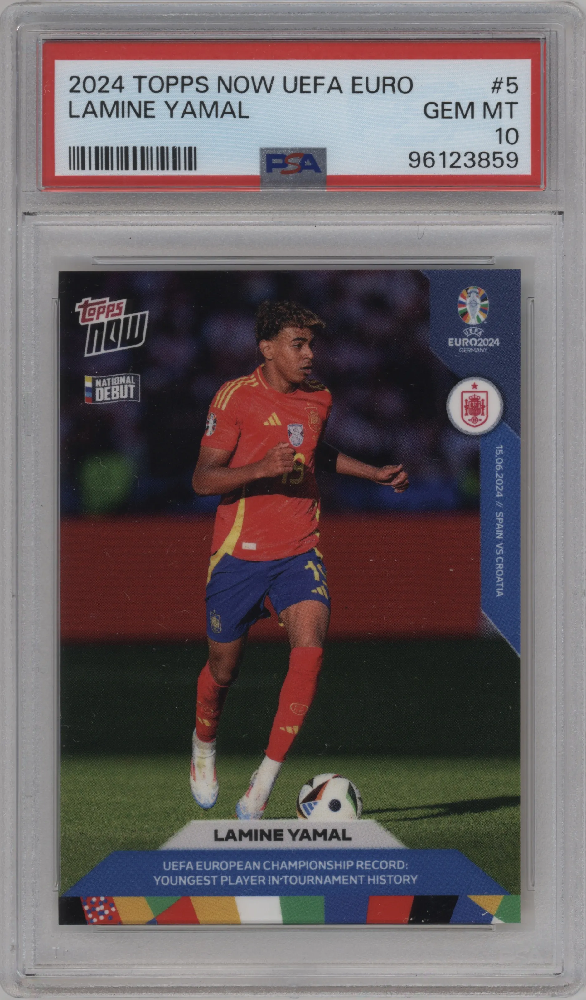 2024 Topps Now UEFA EURO Lamine Yamal PSA 10
