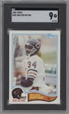 Walter Payton from the 1982 Topps set graded by SGC and given an overall grade of 9.
