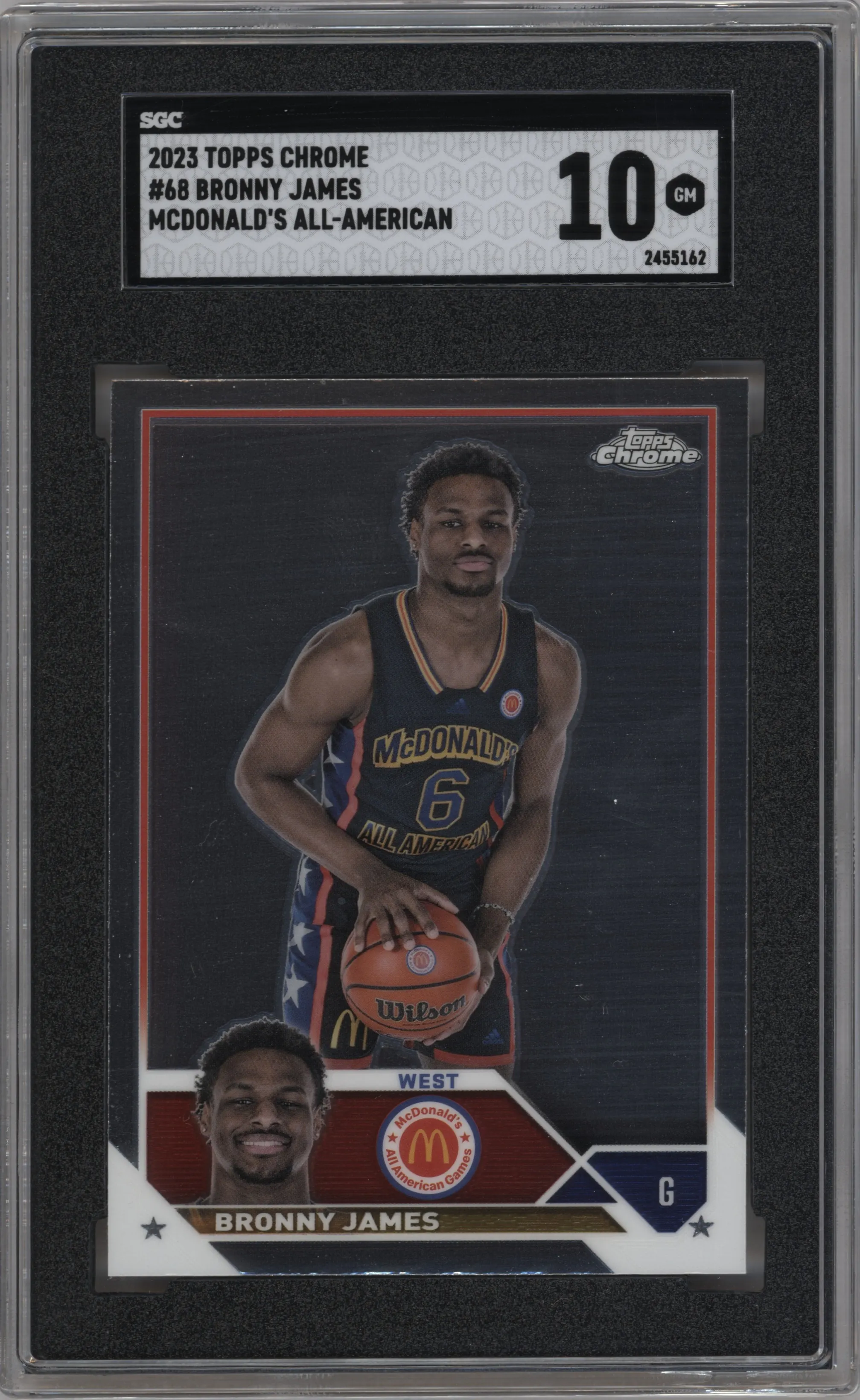 2023 Topps Chrome McDonald's All American Bronny James SGC 10