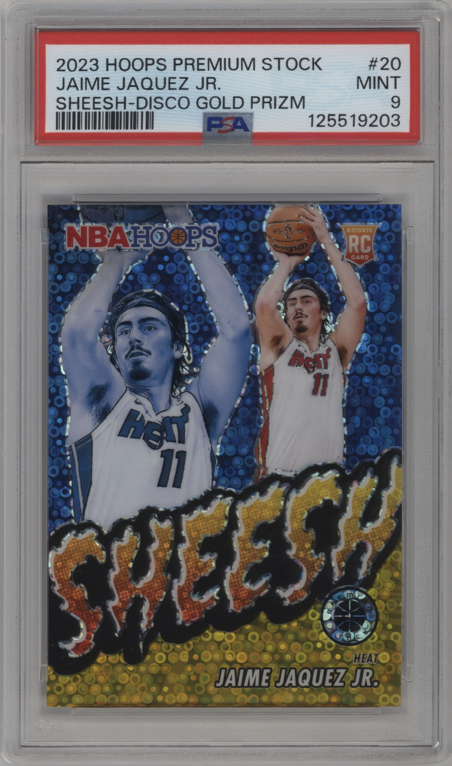 2023 Panini Hoops Premium Stock Sheesh Jaime Jaquez Jr. Gold Disco PSA 9