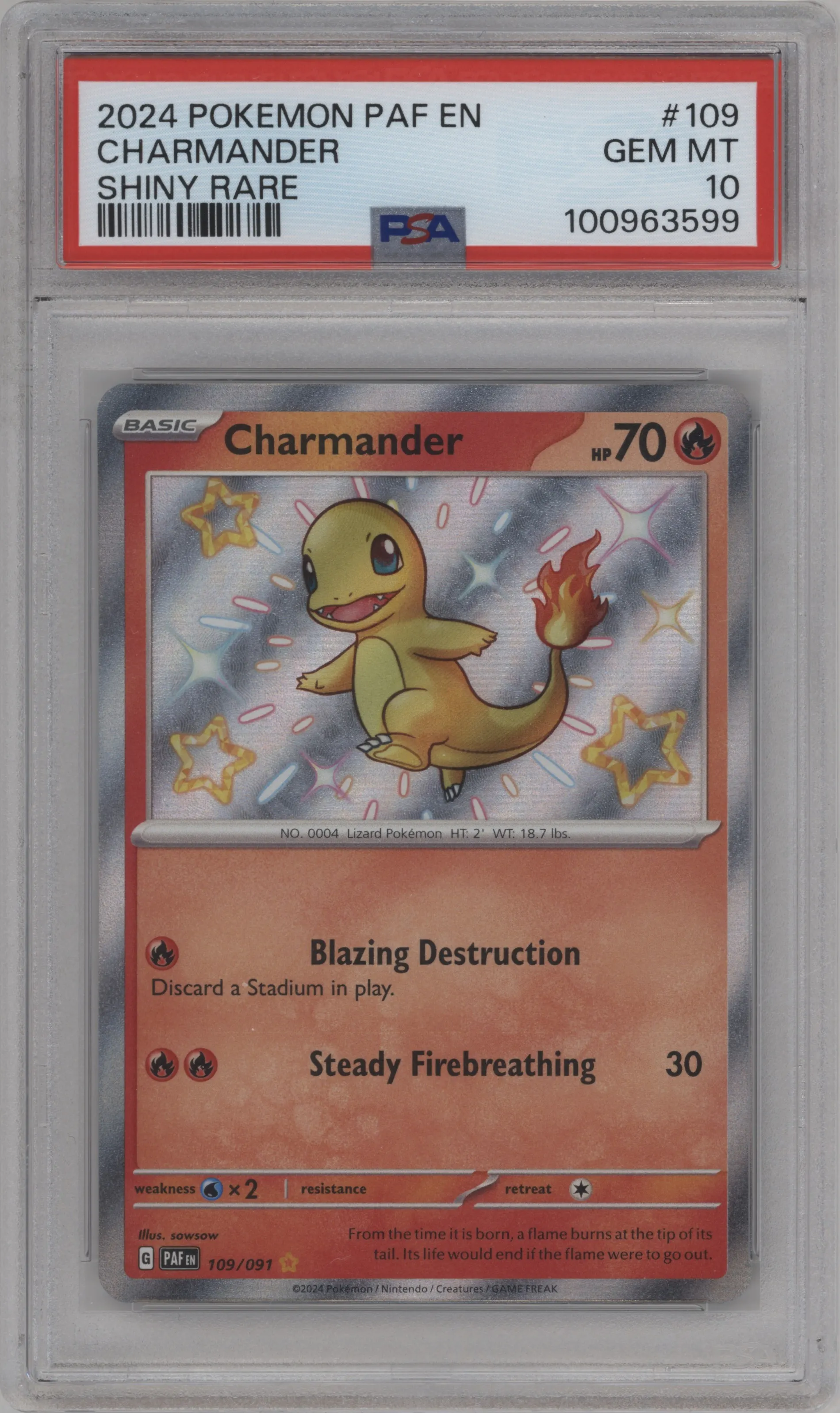 2024 Pokemon SV Paldean Fates Charmander PSA 10