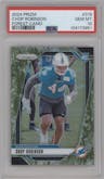 Chop Robinson from the 2024 Panini Prizm set featuring a Forest Camo parallel graded by PSA and given an overall grade of 10.