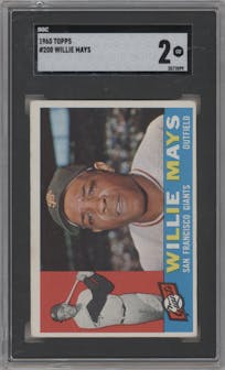 Willie Mays from the 1960 Topps set graded by SGC and given an overall grade of 2.