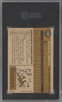 Willie Mays from the 1960 Topps set graded by SGC and given an overall grade of 2.