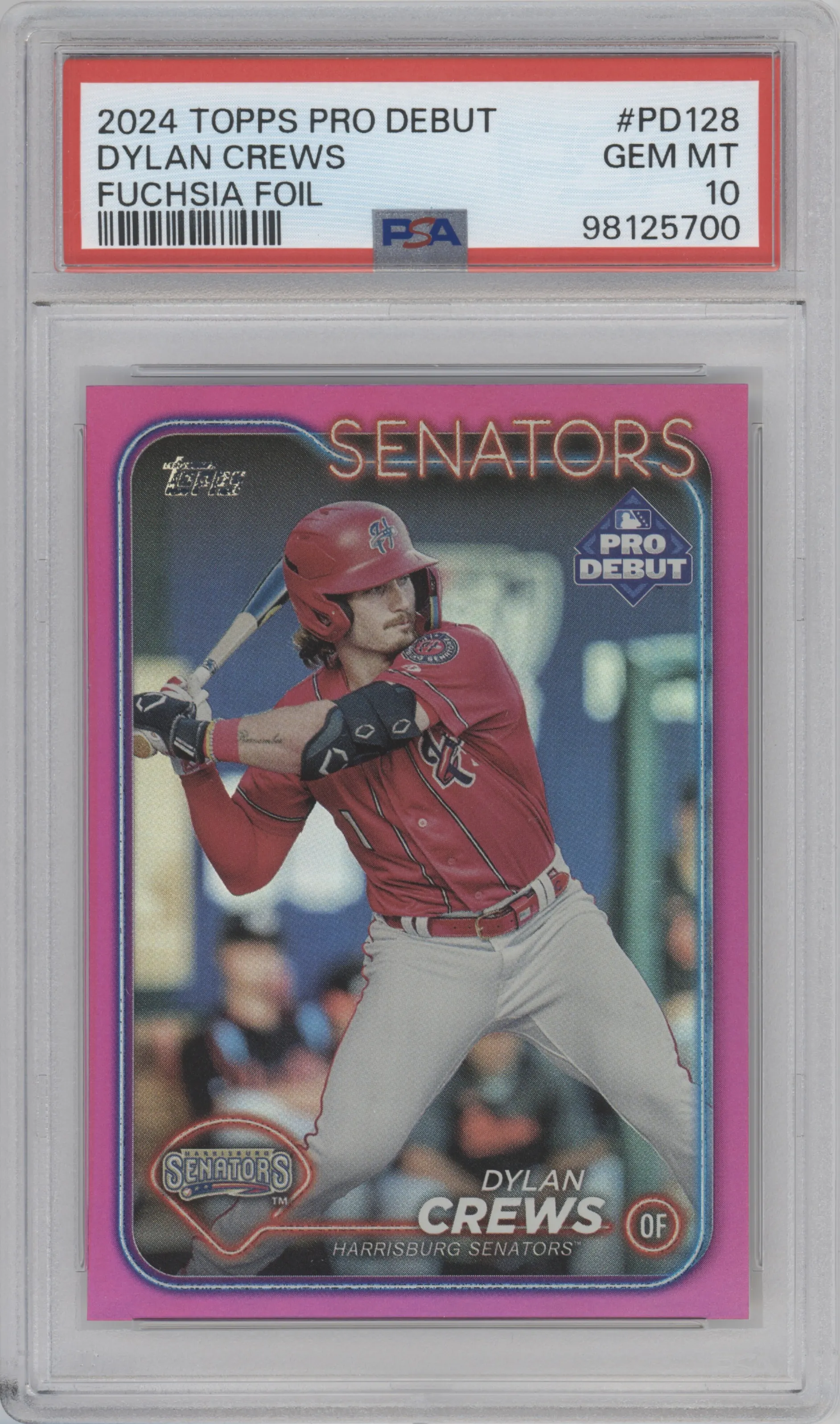 2024 Topps Pro Debut Dylan Crews Fuchsia Foil PSA 10